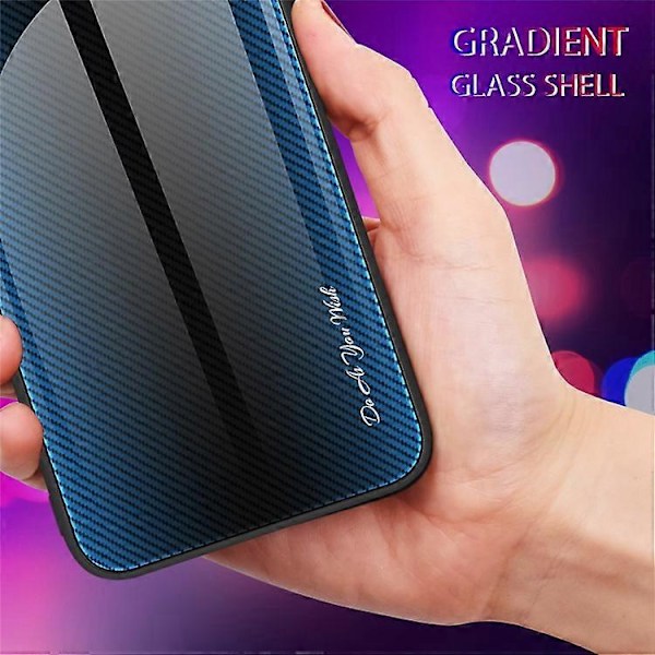 Kompatibelt Skal för Samsung Galaxy A55 5G, Kolfibertextur, Härdat Glas, Baksida LightBlue