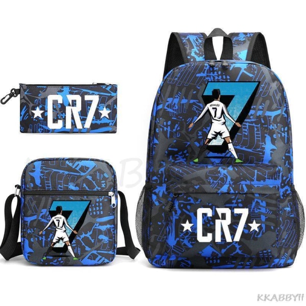 CR7 Skolväskor 3st Stor bokryggsäck för tonåringar Pojkar Flickor Resebärbar dator Mochila Escolars Chocolate