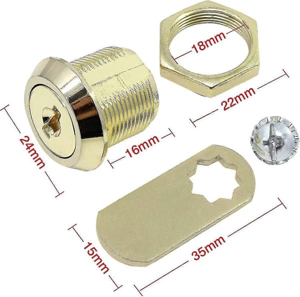 Sikkerheds postkasse lås rustfrit stål skabslås kamlås med samme 16 mm, guld