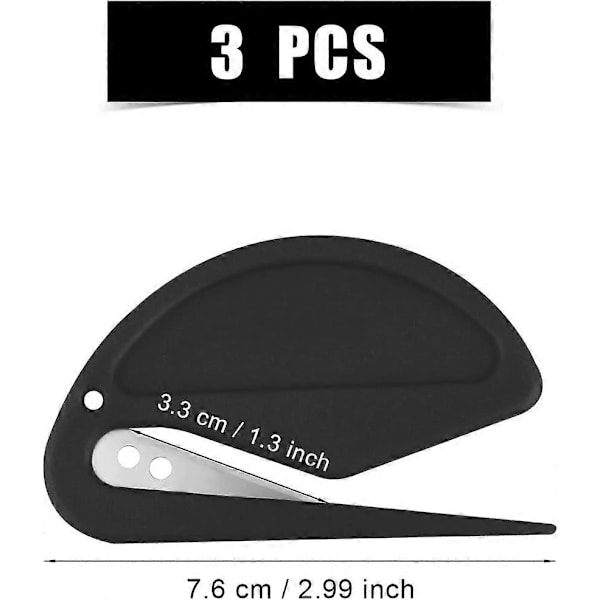 Sæt med 3 matchende knive, Sunmostar, Rustfrit stål/Plast, 76 mm, Sort