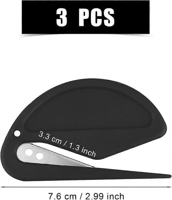 Sett med 3 korrespondansekniver, Sunmostar, Rustfritt stål/Plast, 76 mm, Svart