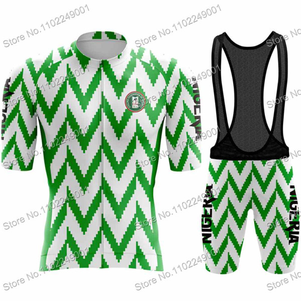 Nigeria Cykelkläder Sommar Cykling Kortärmade Jersey Set Herr Road Bike Shirt Kostym Cykel Bib Shorts MTB Sportswear 1 S