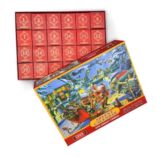 24 numrerade lådor jul adventskalender pussel 1000 st julnedräkningspussellåda julpussel leksak