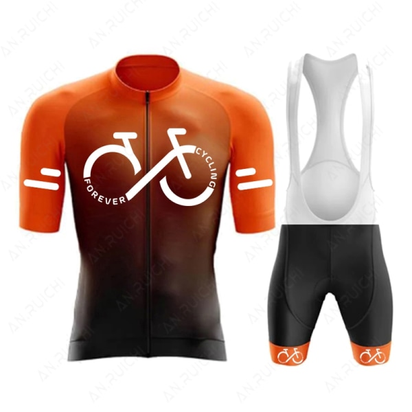 Set 2023 Kesä Ropa Ciclismo Miesten Polkupyörän Pyöräilyvaatteet Gradienttiväri Maastopyöräpaita Urheilupuku A1 XL