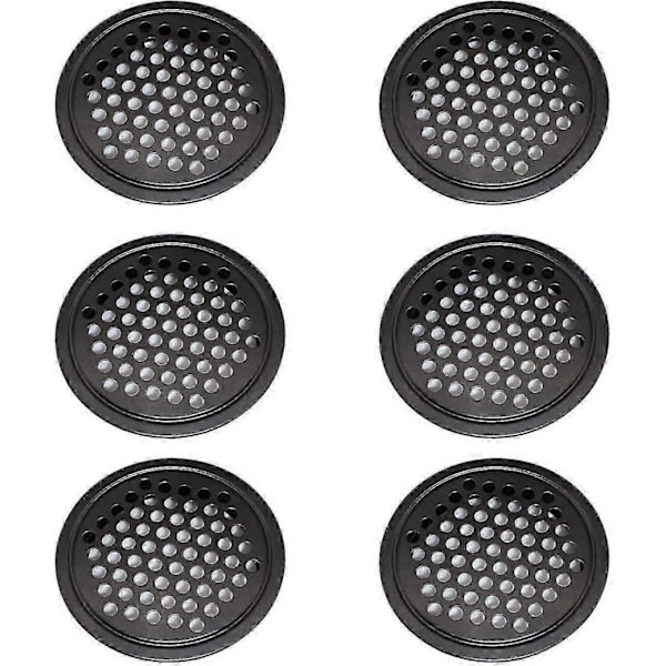 6 Stk. Ventilationsrist i Rustfrit Stål, Skabsventilationsrist - 60 mm Rund Ventilationsrist Kan Bruges i Garage, Badeværelse, Soveværelse
