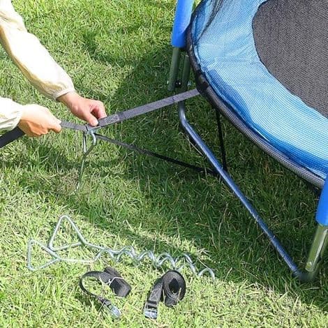 4 Styk Kraftigt Ankersæt til Trampolin - Rustfri Galvaniserede Stålpæle i Proptrækkerform til Trampoliner, B.