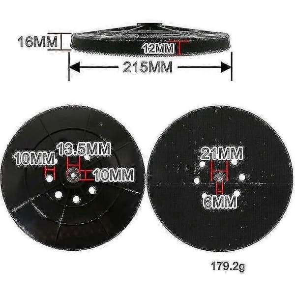 Boresett 215 mm slipeplate kompatibel med Einhell Tc-dw 215 Te-dw tørrsliper
