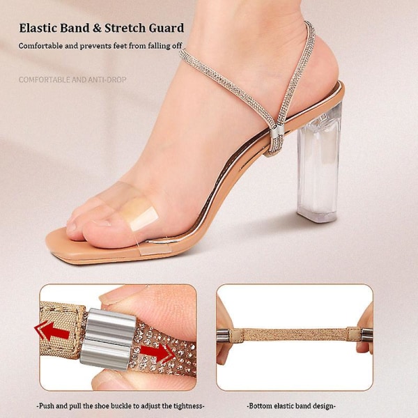 Uudet tekojalokivikorkokengät kengännauha anti-löysälle naisille timanttikengännauhat pudotusta estävät kantapäähihnat vyöporaus elastiset kiinteät vyöt Black diamond