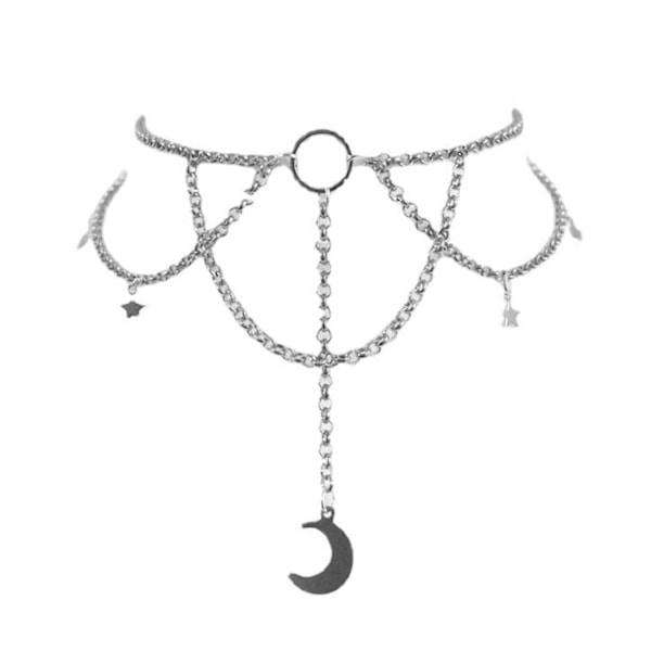 Udklædningshalskæde Kunstnerisk Legering Halvmåne Stjerner Gotisk Choker Halskæde til Stævnemøder