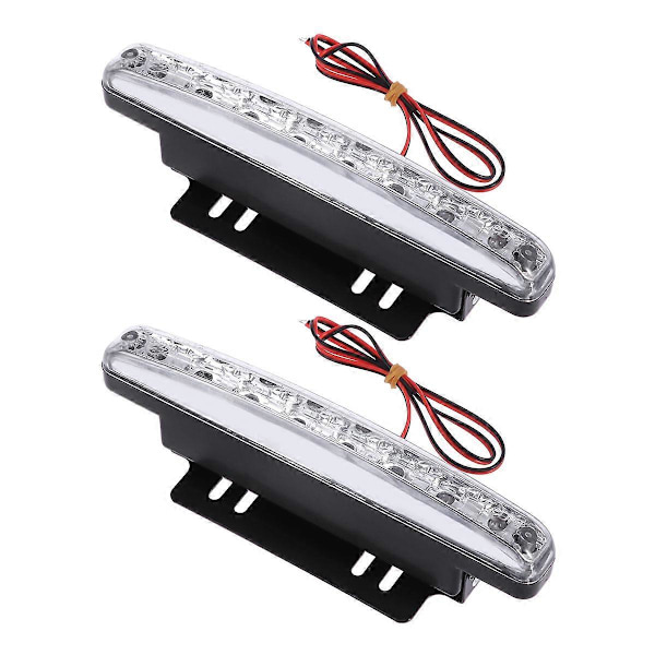 Et par 12V vandtætte højeffekt LED-lys Bil Kørelys 8 LED DRL Dagslys Kørelys til bil (Hvidt lys)