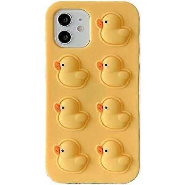 Ultra Tyk Blød Silikone Case med til Apple 3D Tegneserie Farve Sød Dejlig Sjov Bedårende Kawaii Børn Piger Drenge (Gul And, til iPhone 13)