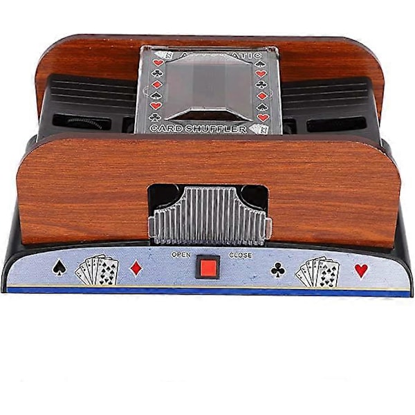 Automatisk Poker Kortblandare i Trä, 1-2 Kortlekar Poker Blandar Kortblandare Maskin Pokerutrustning, Batteridriven Automatisk Kortblandare