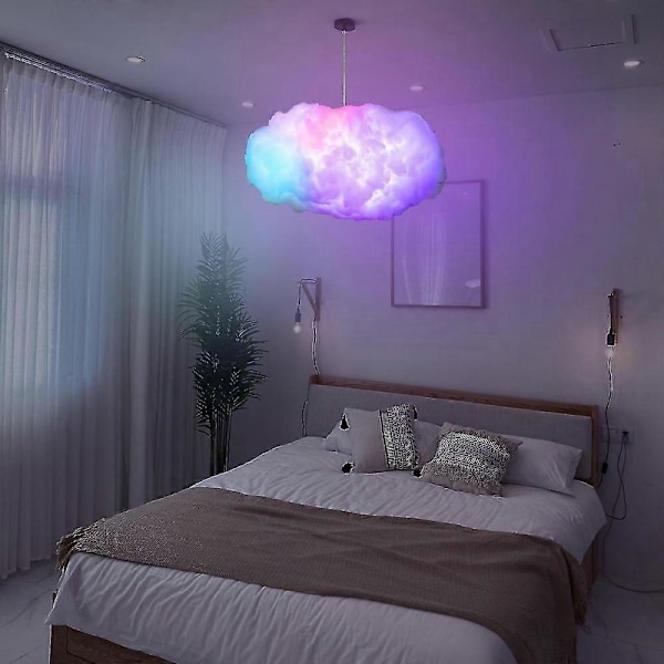 3D Moln Åskmoln Lampa Musik Multi Färg Blixt Variabelt Ljus Trådlös Fjärrkontroll Sovrum Hänglampa L NEE