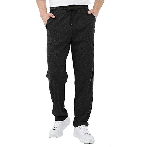 Joggingbukser til mænd med lommer, afslappede herrebukser plus size løse elastiske talje snoretræks joggingbukser