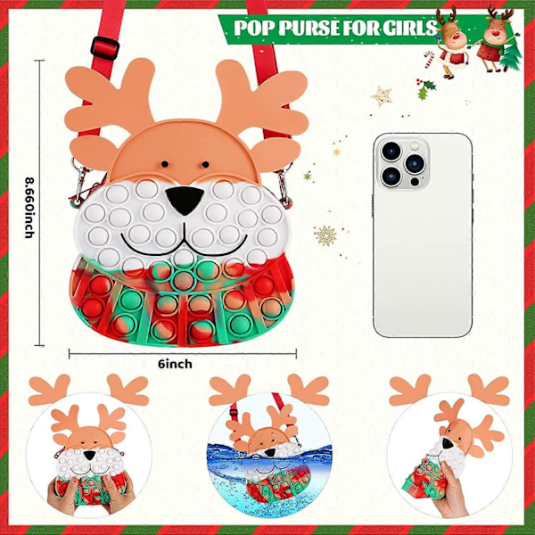 Pop Plånbok Fidget Leksak Axelväska för Flicka, Silikon Pop Crossbody Fidget Väska Julklappsfavoriter, Regnbågsbubbla Ångestlindring Pop Sensorisk Handväska