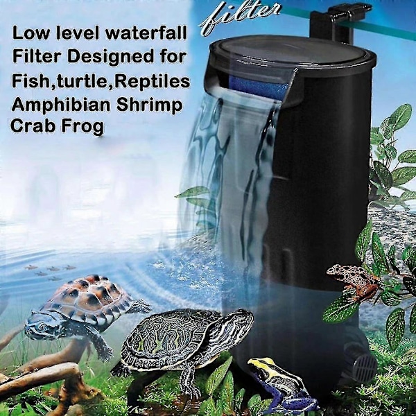 Akvariumskilpaddefilter for reptiler, lavt nivå fossefallfilter