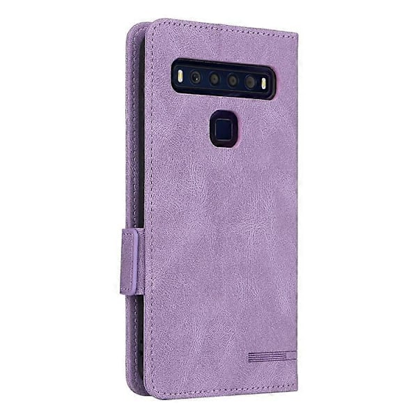 Kompatibel med TCL 10L/10 Lite Hardware Design Stand Magnetisk Lukning Læder Mobiltelefon Beskyttelsesetui med Pung Purple
