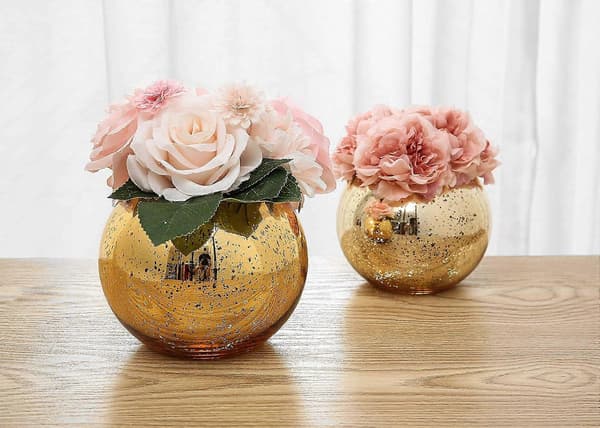 Nirvana Lynnsdecor Set med 3 Bling Vas Rund Guldvas Silvervas Roséguldvas Bordsvas Festvas Bröllopsvas Dekoration