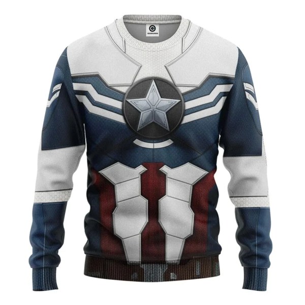 Merry Christmas Ugly Sweatshirt Captain America Sweater 3D Print Mönster Kläder Topp 2024 Ny Höst Vinter Herr Dam Pullover style 3 XXL