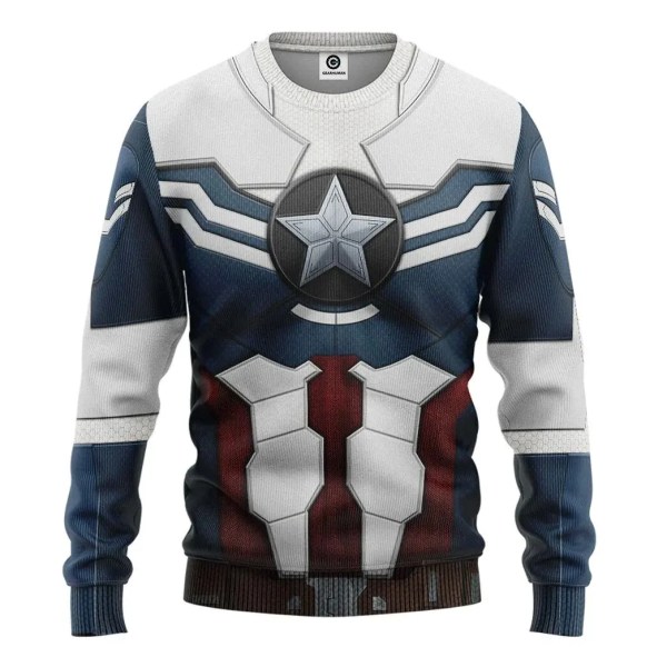 Merry Christmas Ugly Sweatshirt Captain America Sweater 3D Print Mönster Kläder Topp 2024 Ny Höst Vinter Herr Dam Pullover style 3 XXXL