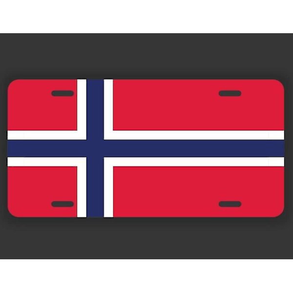 Norge Flag Nummerplade Tag Vanity Novelty Metal | UV-printet metal | 15 x 30 cm | Bil Lastbil RV Trailer Væg Butik Mandehule | Vlp171