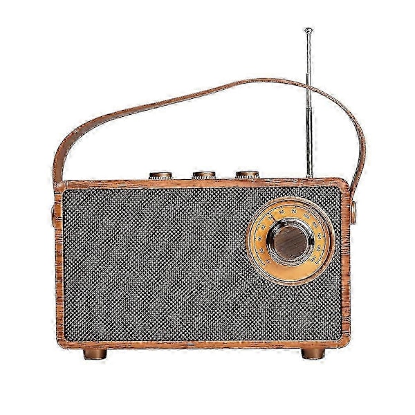 Retro FM Radio Kannettava Puinen Bluetooth Radio Bassokaiutin Handsfree MP3-soitin Tukee USB/TF-korttia