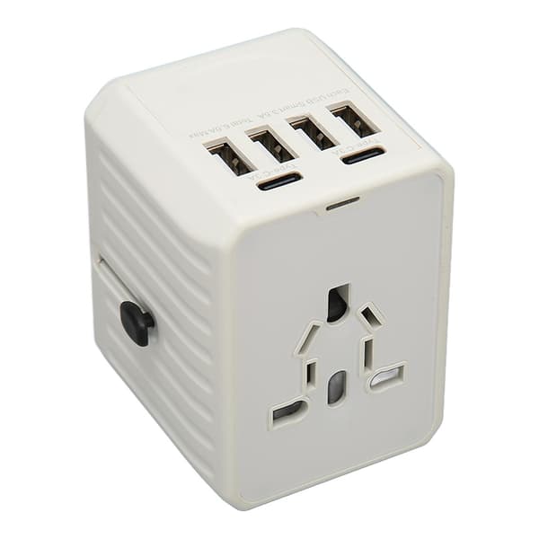 8A universell reiseadapter 2 USB C 4 USB A-porter internasjonal strømpluggadapter for USA