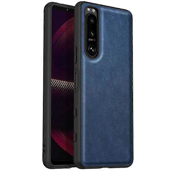 Kompatibelt Skal för Sony Xperia 5 III 5G, Repskydd, Anti-fingeravtryck, Retro PU Läderbelagd TPU+PC Telefonfodral Blue