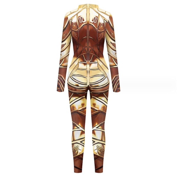 Naisten Halloween Jumpsuit Bodysuit Cosplay 3D Skull Skeleton Faraon puku GOLDEN S