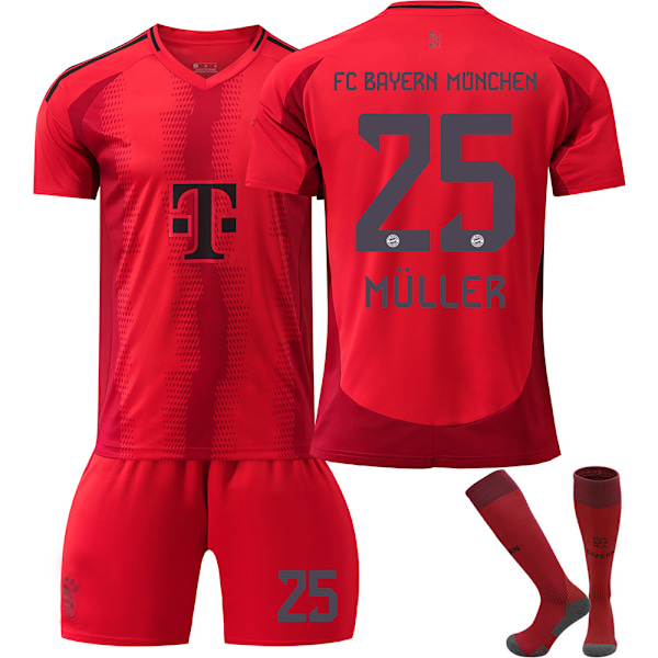 2425 Bayern Jersey 3 Jin Meizai 9 Kane 10 Sane 25 Muller Jersey Barnefotballdraktsett NO.25 With Socks 18