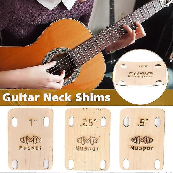 3st Elektrisk Gitarr Hals Shims Lönnplatta .25/.5/1 Graders Ersättning