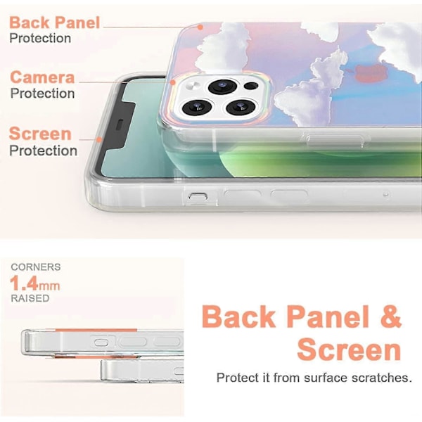 Heytea Designet for iPhone 12 Pro Max Deksel 6.7 Tommer 2020, Kvinner Klar Fargerik Sky Estetisk Farge Himmel Søt Slim Myk TPU Støtsikker Støtfanger Beskyttelse