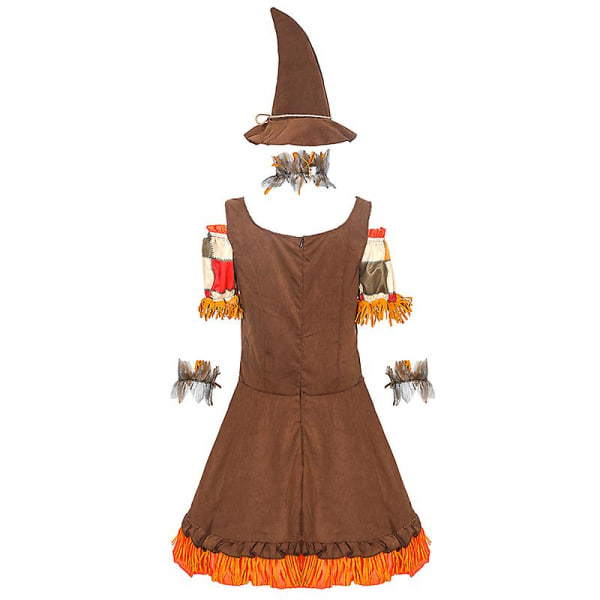 Carnival Halloween Lady Scarecrow puku Evil Wizard Fairy Tale Pelottava Cosplay Fancy Juhlamekko Brown L