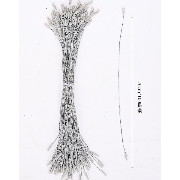 100 kpl 20 cm polyesterinauhat jouluriipuksille Xmas Tree Xmas Ball Tag Tool Joulupuikko koriste-tarvikkeet Silver