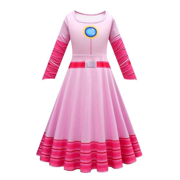 Persikka Prinsessa Cosplay Mekko Peruukki Tyttö Peli Roolileikki Puku Syntymäpäiväjuhla Lavaesitys Asut Lasten Karnevaali Tyylikkäät vaatteet dress-bag 100(2-3T)