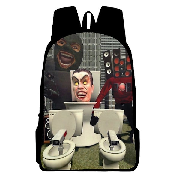 Lasten reppu Skibidi WC printed koululaukku Suurikapasiteettinen reppu style 5