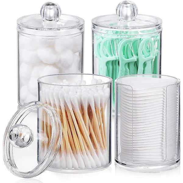 Ny 295 ml Qtip Holder Dispenser til vatrondeller, vatpinde, vatrondeller, tandtråd - 4 stk.