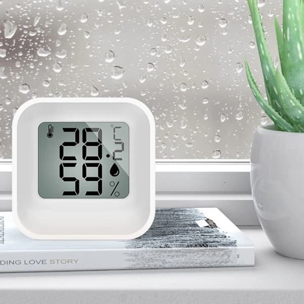 Digitalt termometer og hygrometer (rosa)