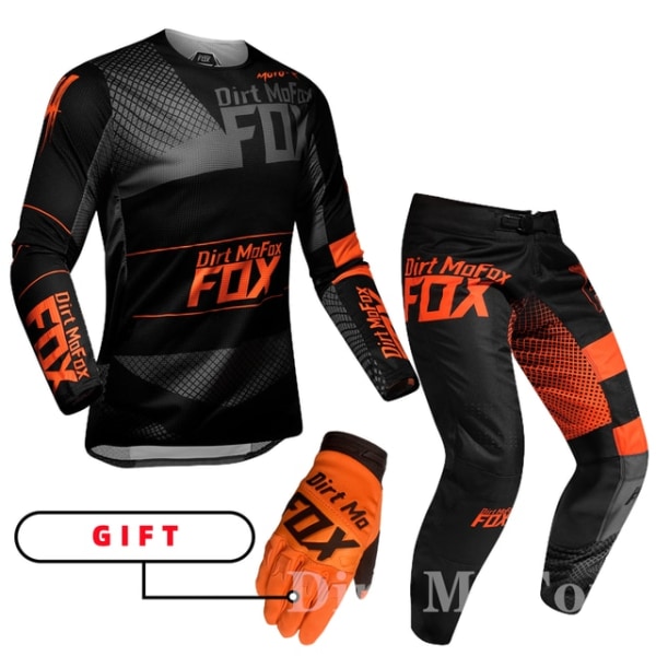 2022 Dirt MoFox MTB Jersey Byxor Utrustning Set MX Combo Motorcykel Outfit Motocross Racing Enduro Dräkt Män Off-road Moto Handskar Kit Black1 SJersey 30 pants