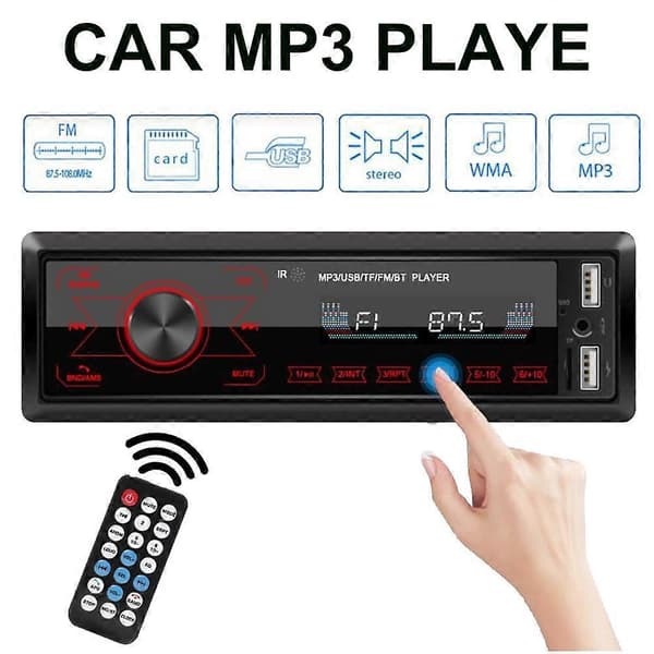 Bluetooth 1 DIN Bilstereo In Dash AUX-in FM Radio Håndfri Samtale MP3-spiller