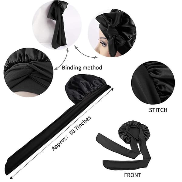 Salong Hårhette for Kvinner, Sovehette, Dusjhette, Satin Kryss Bonnet, Badehåndkle, Hurtig Tørking, Elastisk Hårpleie Bonnet, Hodeplagg
