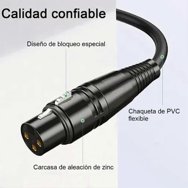 Han til Hun Lydkabel Sort 6 Meter PVC Kappe Fast Forbindelse XLR Mikrofonkabel til Musikinstrument