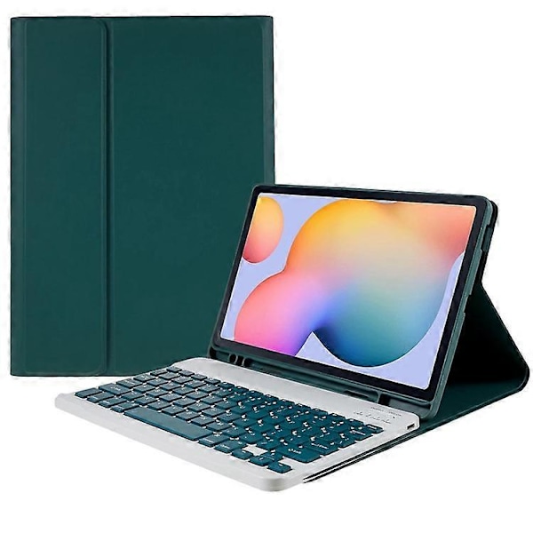 SK-P610 Yhteensopiva Samsung Galaxy Tab S6 Lite (SM-P610) -laitteelle Irrotettava Bluetooth-näppäimistö PU-nahkakansi Anti-Fall Langaton näppäimistö DarkGreen