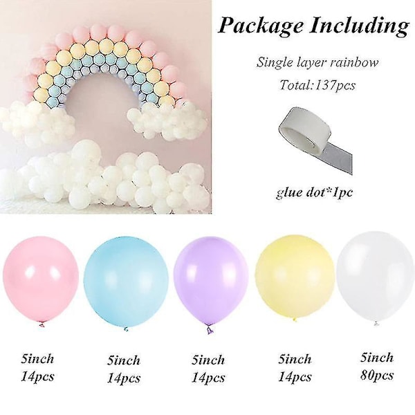 Regnbue Hvid Sky Macaron Farve Ballon Bryllup Fødselsdagsfest Baby