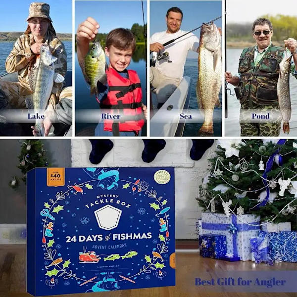 2023 Fiskeredskap Adventskalender Jul 12 Dagars Nedräkningskalender Fiskbete Julkalender för Fiskeälskare Present style 1