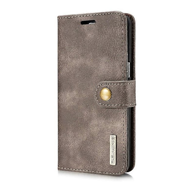 DG.MING Kompatibel med Samsung Galaxy S8 Plus G955 Avtagbart 2 i 1 Anti-repa Plånboksfodral i Spaltläder Grey