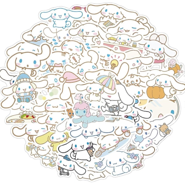 50 stk. Kawaii Cinnamoroll Klistermærker Tegneserie Japansk Anime Klistermærker Vandflasker Bagage Festgave Decal til Børn Piger (CIN)