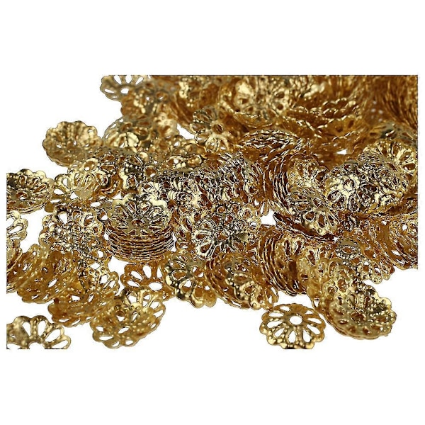 500 stk. 6mm Gullfargede Blomsterperlehetter for Smykkelaging - haoyi