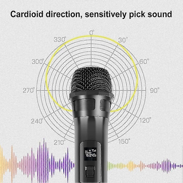 Langaton Mikrofoni UHF Dynaaminen Mikrofoni LED-näytöllä Konferenssiin Karaokeen Kotitietokoneeseen Li
