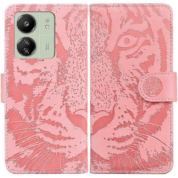 Kompatibelt Skal för Xiaomi Redmi 13C 4G / Redmi 13C 5G / Poco C65 4G PU Läder Tiger Mönster Telefonfodral Pink